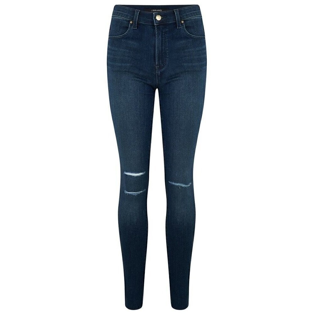 J Brand Women's Blue Denim Maria High Rise Skinny Jeans Fix Destruct Size 26